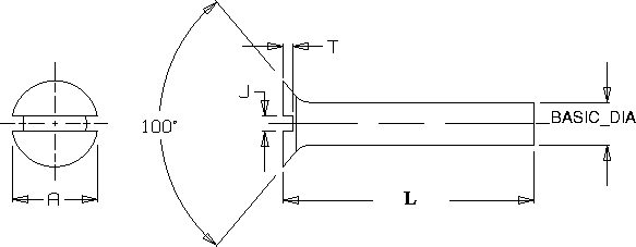 100 Degree Countersink Chart