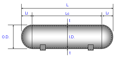 Propane Tank (Pressure Vessel) Dimensional and Volume Data Calculator