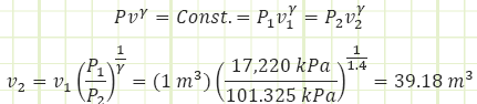 polytropic relationship to determine final volume of the gas