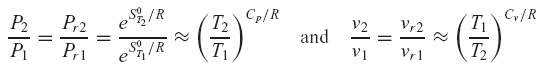 Isentropic Relative Pressure and Relative Volume Functions