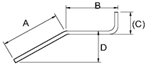 Rebar With One Angled and Opposite One Perpendicular Leg Center Line Length Equation and Calculator