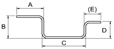 Channel Flanged Formed Rebar Center Line Length Equation and Calculator