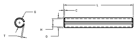 3/16 Dia. (0.188), SAE Roll Pin x 5/8 (0.625) lg., long, Slotted Spring Pin