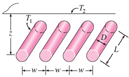 Conductive Heat Transfer Parallel Cylinders Equation and Calculator