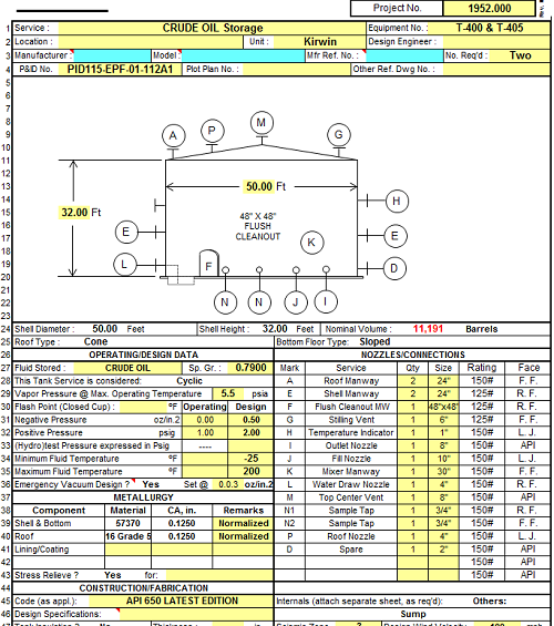 Api 650 Tank Calculation Spreadsheet