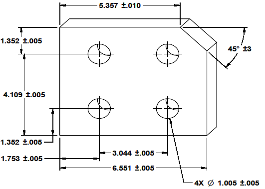 Dimension specification on reactangular block